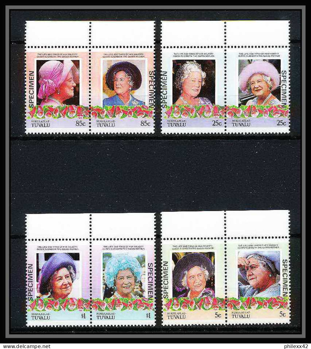 600a Nukulaelae Tuvalu ** MNH 1985N° 47-50 Elizabeth Queen Mother Overprint Specimen Proof - Tuvalu