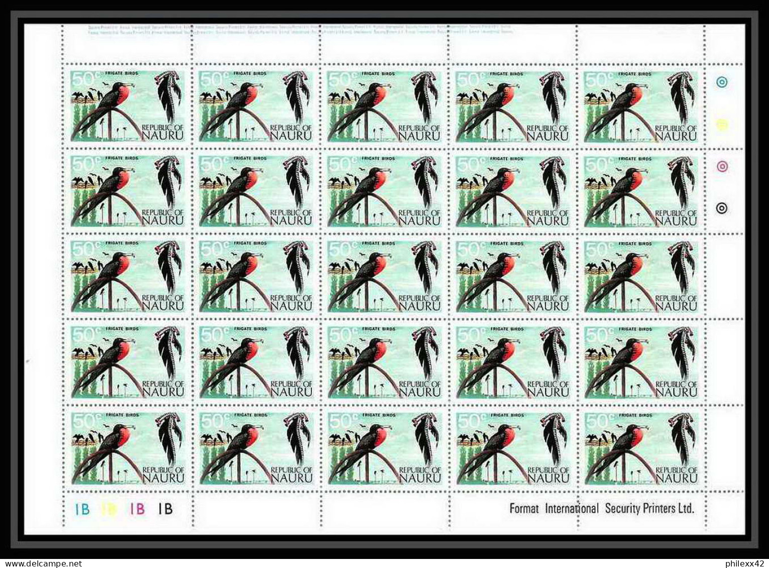 602c Nauru ** MNH Y&t N° 100 Sc N° 103 Oiseaux (bird Birds Oiseau) Frégate Frigate Feuilles (sheets) Cote 82 Euros - Nauru