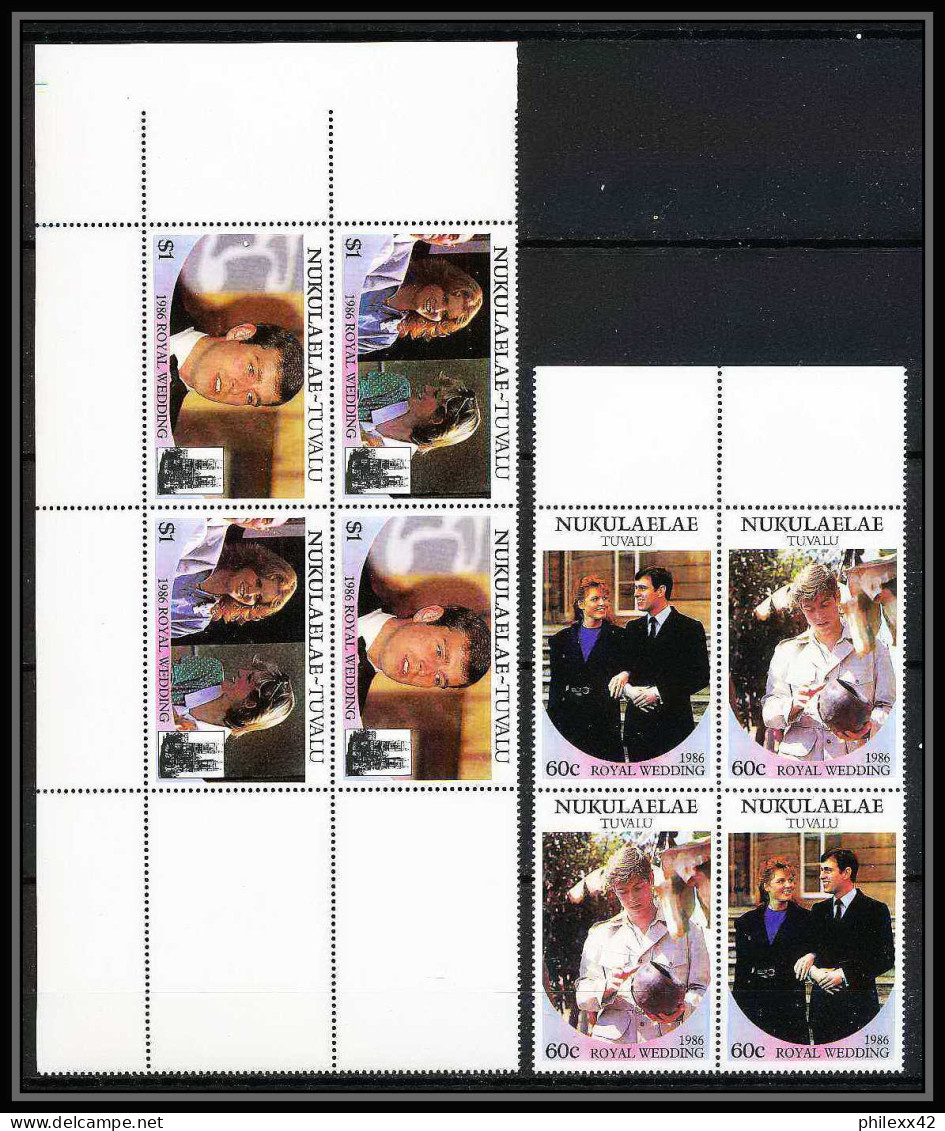 603b Nukulaelae Tuvalu ** MNH Sc N° 61/62 Royal Wedding Of Prince Andrew And Sarah Ferguson 1986 TETE BECHE - Tuvalu