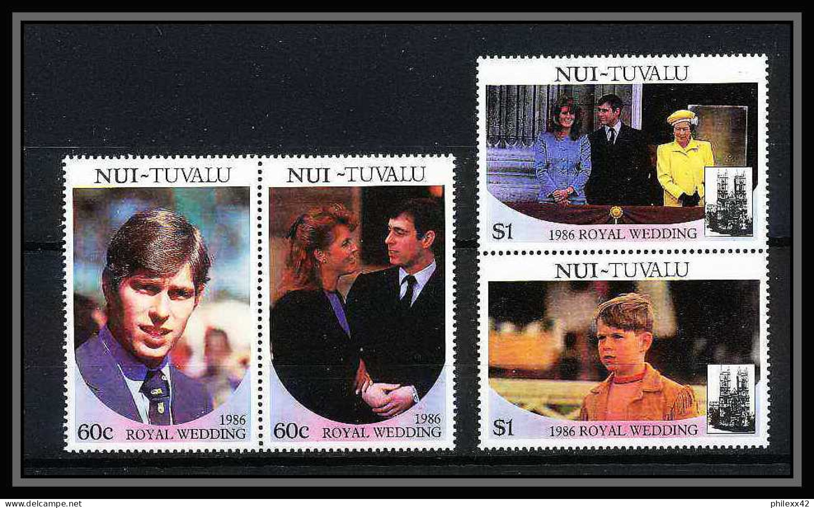 604a Nui Tuvalu MNH ** Sc N° 66/67 Royal Wedding Of Prince Andrew And Sarah Ferguson  - Tuvalu