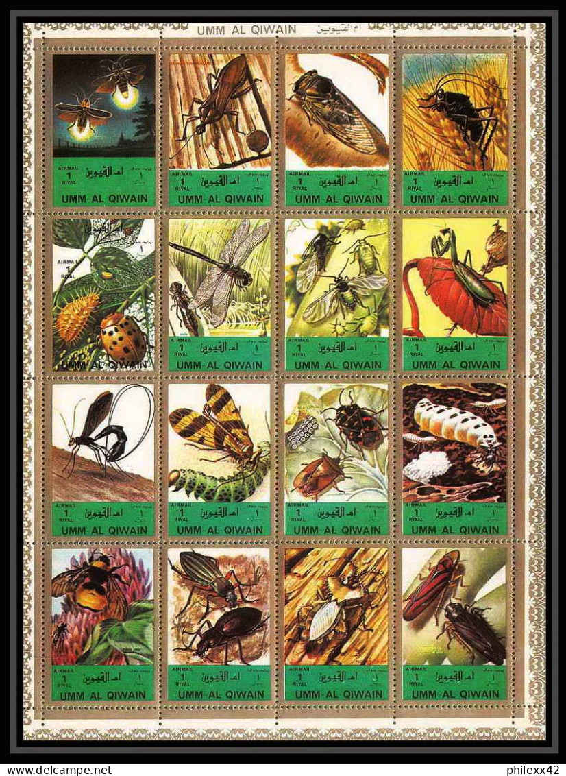 611b - Umm Al Qiwain MNH ** Mi N° 1338 / 1353 A + Bloc Insectes (insects) + Papillons (butterflies Papillon) Abeille Bee - Honeybees