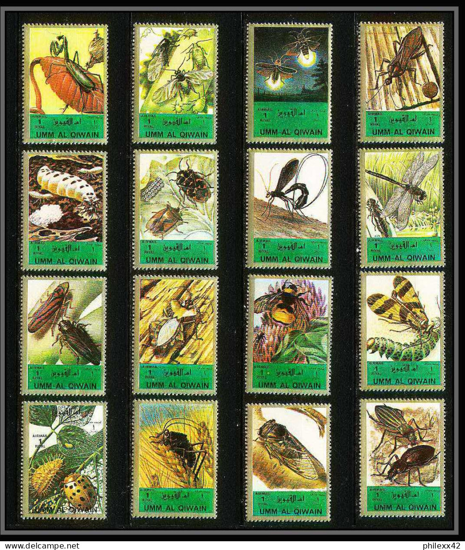 611b - Umm Al Qiwain MNH ** Mi N° 1338 / 1353 A + Bloc Insectes (insects) + Papillons (butterflies Papillon) Abeille Bee - Abeilles