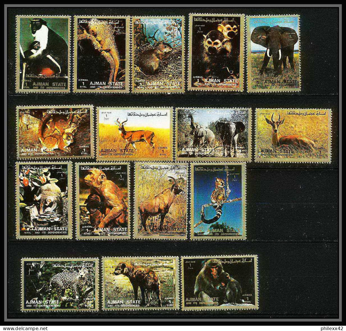 615a - Ajman - MNH ** Mi N° 2685 / 2700 A Animals Animaux Mammal Singes (singe Monkeys Guepard éléphants Singes - Apen