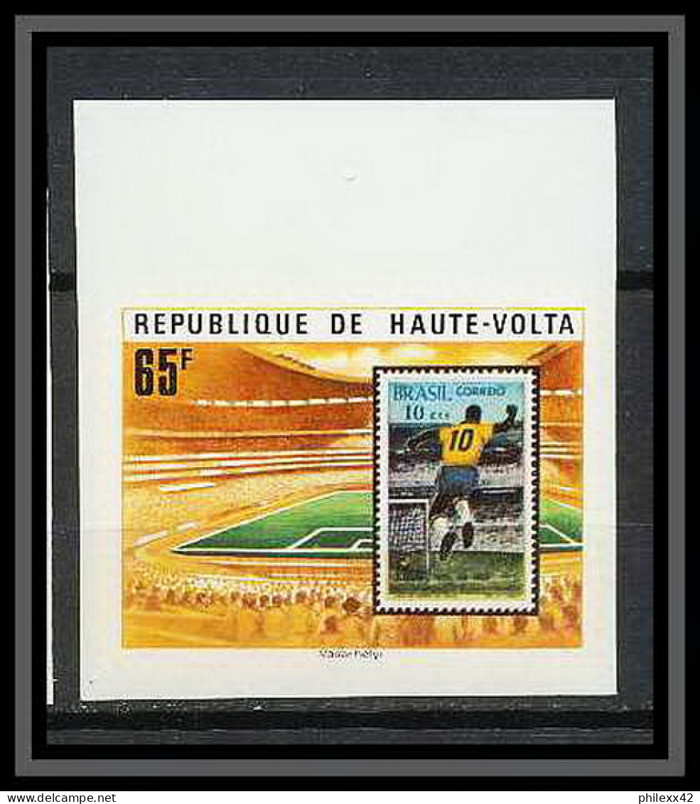 619i - Haute Volta - Bloc Non Dentelé Imperf ** MNH FOOTBALL (soccer) Coupe Du Monde 1970 Pelé - 1970 – Mexique