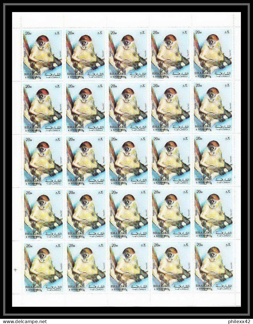 655c Sharjah - MNH ** Mi N° 1012 / 1016 A Singes Singe Monkey Monkeys Apes Mandrill Chimpanzee Feuilles (sheets)  - Apen