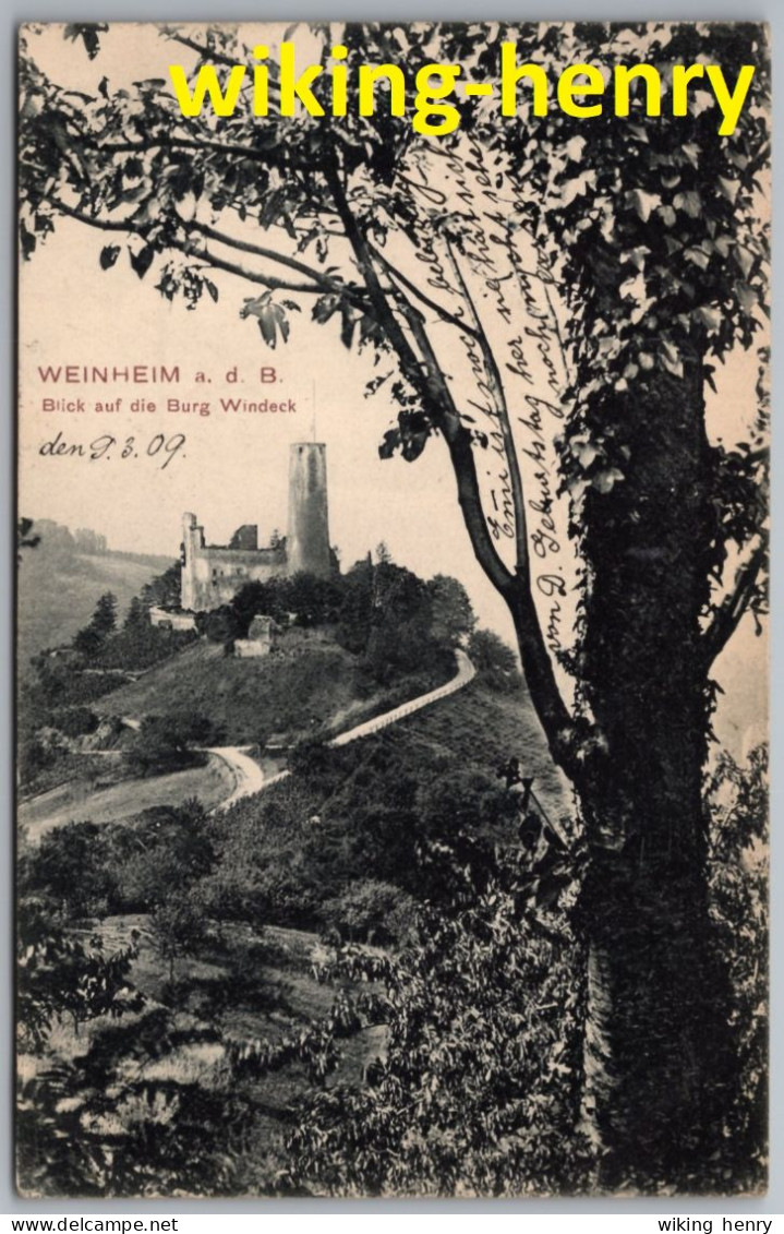 Weinheim An Der Bergstraße - S/w Blick Auf Die Burg Windeck - Weinheim