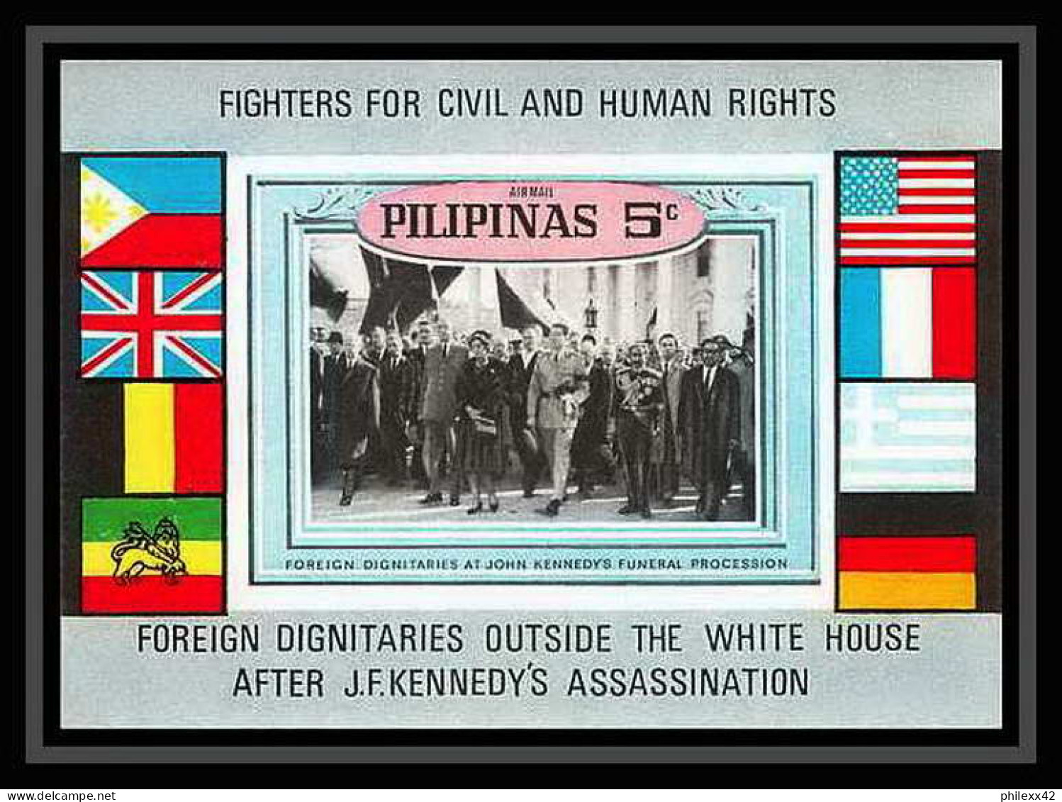 675 Philippines (pilipinas) MNH ** Mi Kennedy's Funeral Procession Human Rights De Gaulle Churchill Non Dentelé Imperf - Kennedy (John F.)