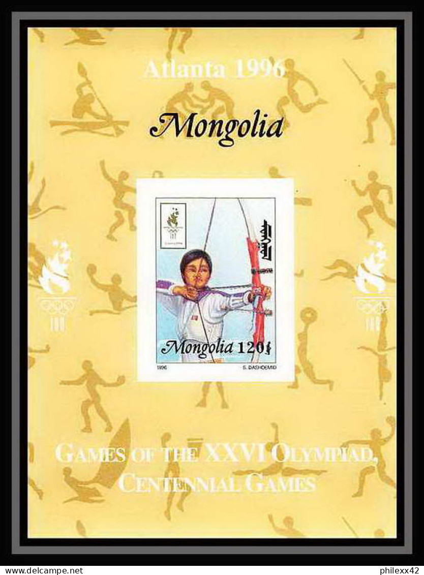 908 Mongolie Mongolia MNH ** Deluxe Bloc Non Dentelé Imperf Jeux Olympiques Olympic Atlanta 96 Tir à L'arc Archery - Bogenschiessen