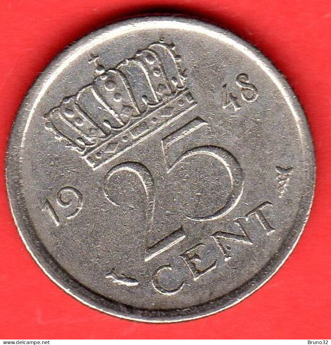 Paesi Bassi - Nederland - Pays Bas - 1948 - 25 Cents - SPL/XF - Come Da Foto - 25 Centavos