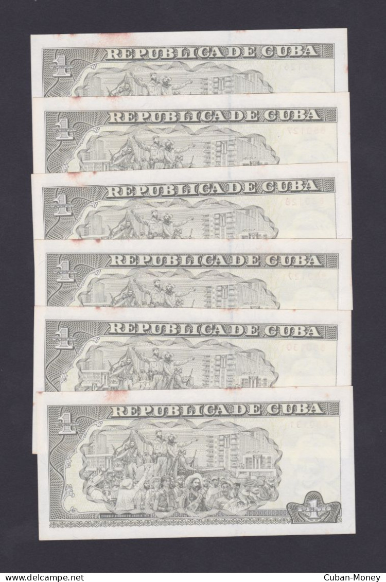 Cuba Lote De 6 Billetes Consecutivos De 1 Peso De 2007 SC / UNC - Cuba