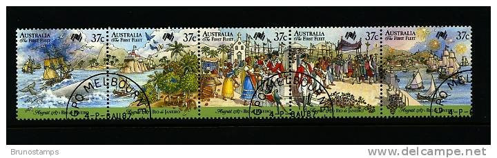 AUSTRALIA - 1987  THE FIRST FLEET  RIO DE JANEIRO  STRIP  FINE USED - Oblitérés