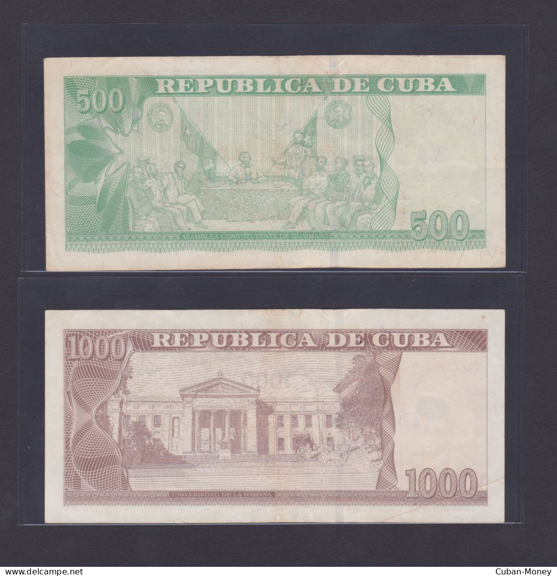 Cuba 2 Billetes De 500 Y 1000 Pesos Del 2010 EBC- / XF - Cuba