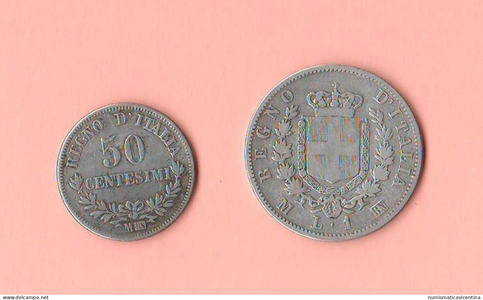 Italia 50 Centesimi + 1 Lira 1967 Milano Rè Vittorio Emanuele II° Italie Italy     ∇ 9 - 1861-1878 : Victor Emmanuel II.