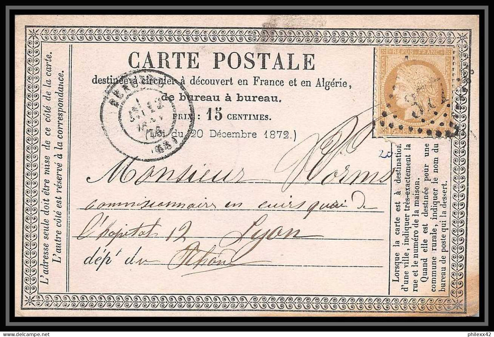 1321 Carte Postale (postcard) Précurseur N°55 377 Beaujeu Rhone Cères Pour Lyon - Cartoline Precursori