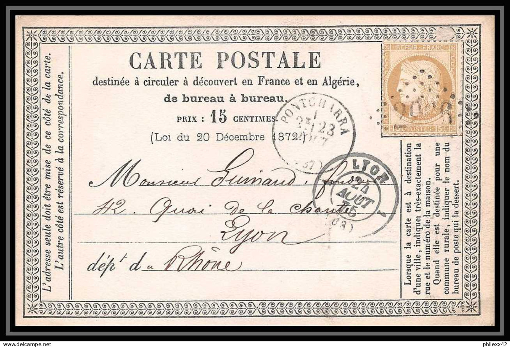 1326 Carte Postale (postcard) Précurseur N°55 GC 1966 Pontcharra IIsère 06/08/75 Cères Pour Lyon Rhone  - Voorloper Kaarten