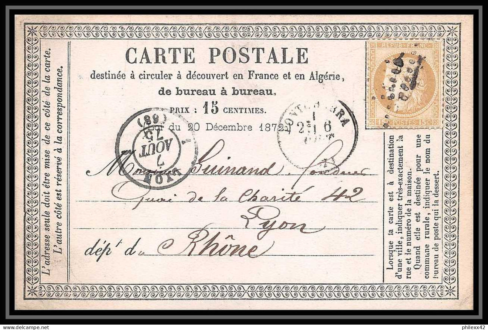 1320 Carte Postale (postcard) Précurseur N°55 GC 1966 Pontcharra IIsère 06/08/75 Cères Pour Lyon Rhone - Voorloper Kaarten