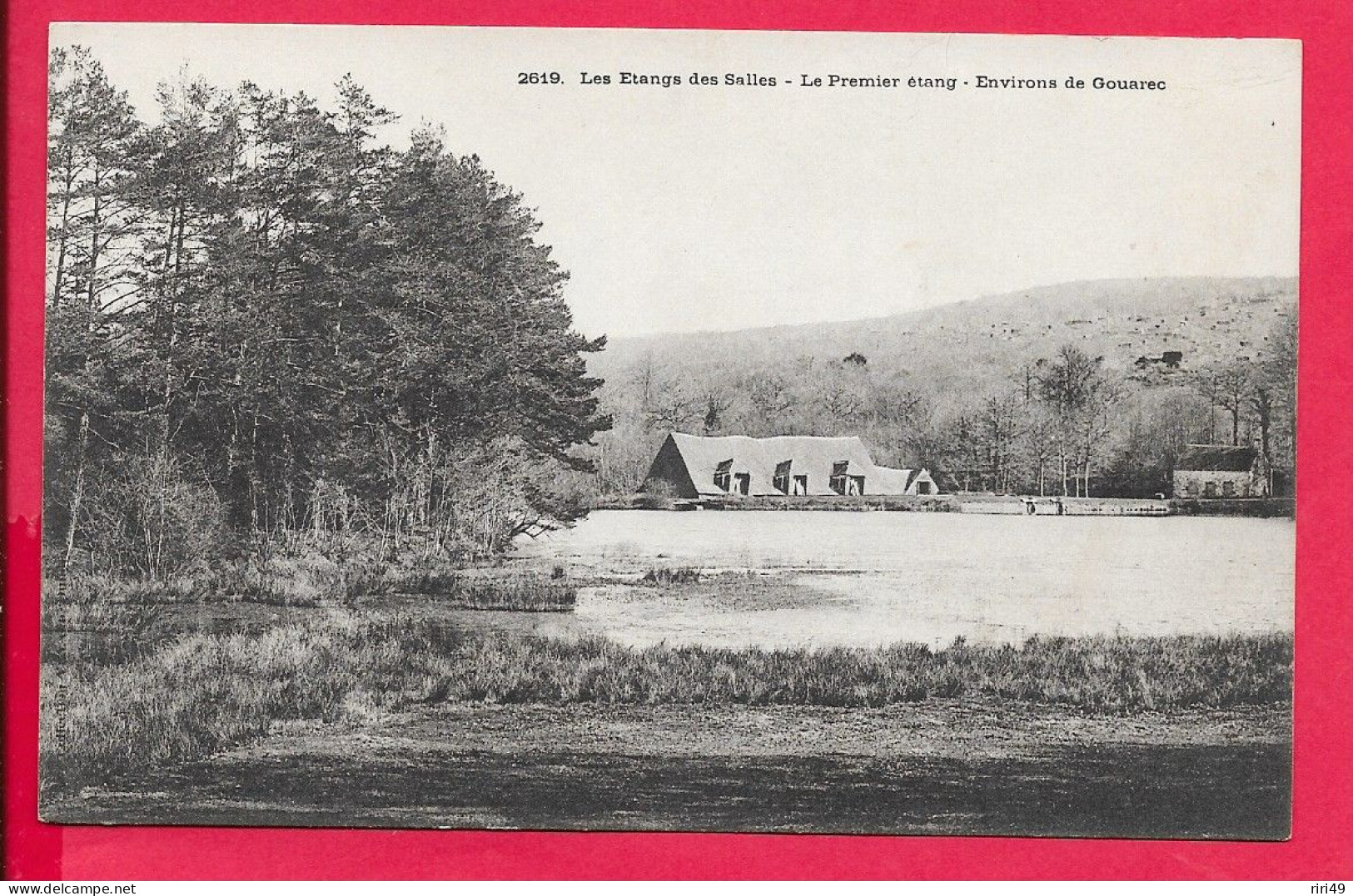 Cpa 22 Gouarec, Les étangs Des Salles, Le Premier étang, Dos Vierge Et Divisé, Au Dos Tampon A THERY Architecte Voir Sca - Gouarec