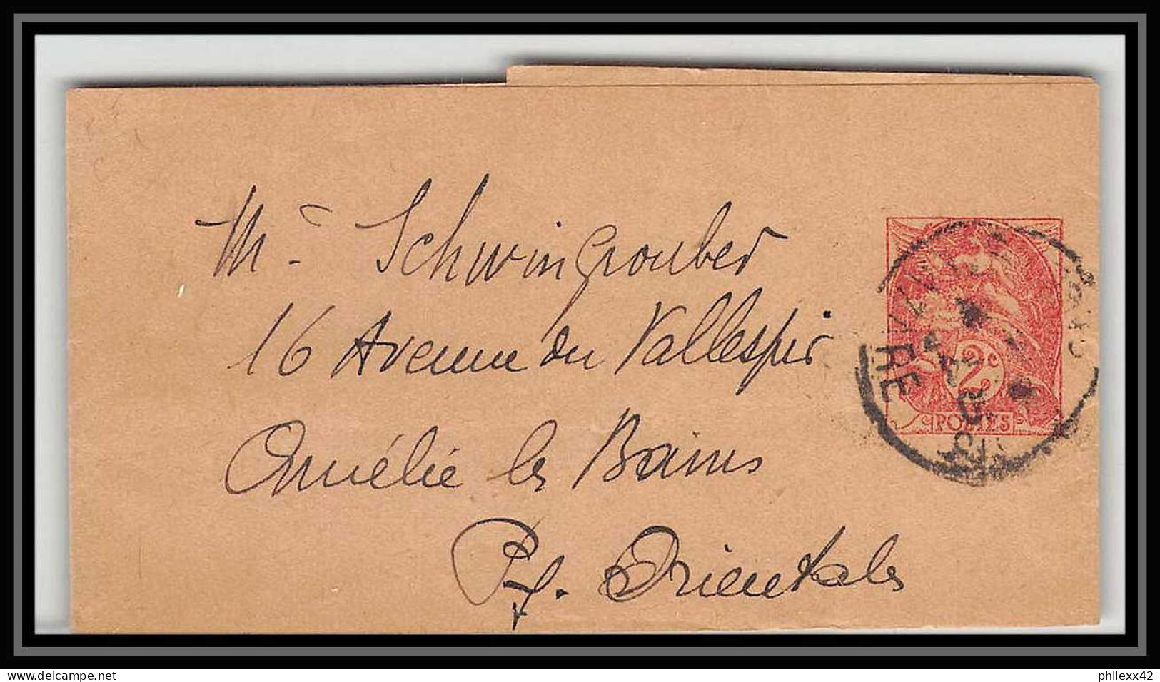 4618/ France Bande Journal Entier Postal Stationery 2c Blanc Couleur Orange Pour Amélie-les-Bains 1917 - Bandas Para Periodicos