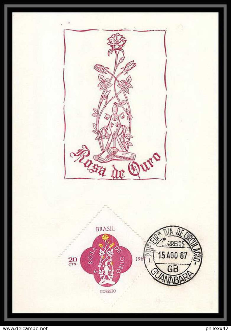 4736/ Brésil (brazil) Carte Maximum (card) 1967 Rosa De Ouro Fleurs (plants - Flowers) - Cartes-maximum