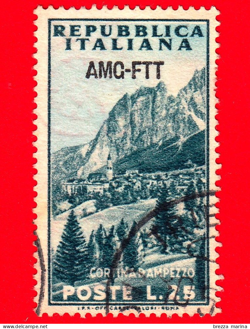 ITALIA - Trieste - AMG FTT - Usato - 1954 - Propaganda Turistica - Cortina D'Ampezzo - 25 - Used