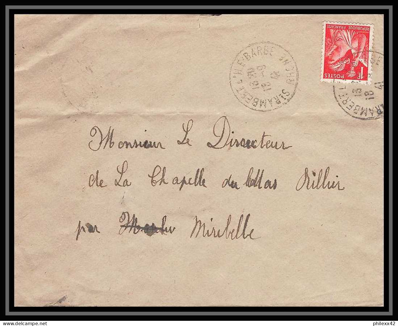 5870 TYPE Iris N° 433 1941 Rhône SAinT RAMBERT Pour L'Abbé Thomas Miribel Ain Lettre (cover) - 1939-44 Iris