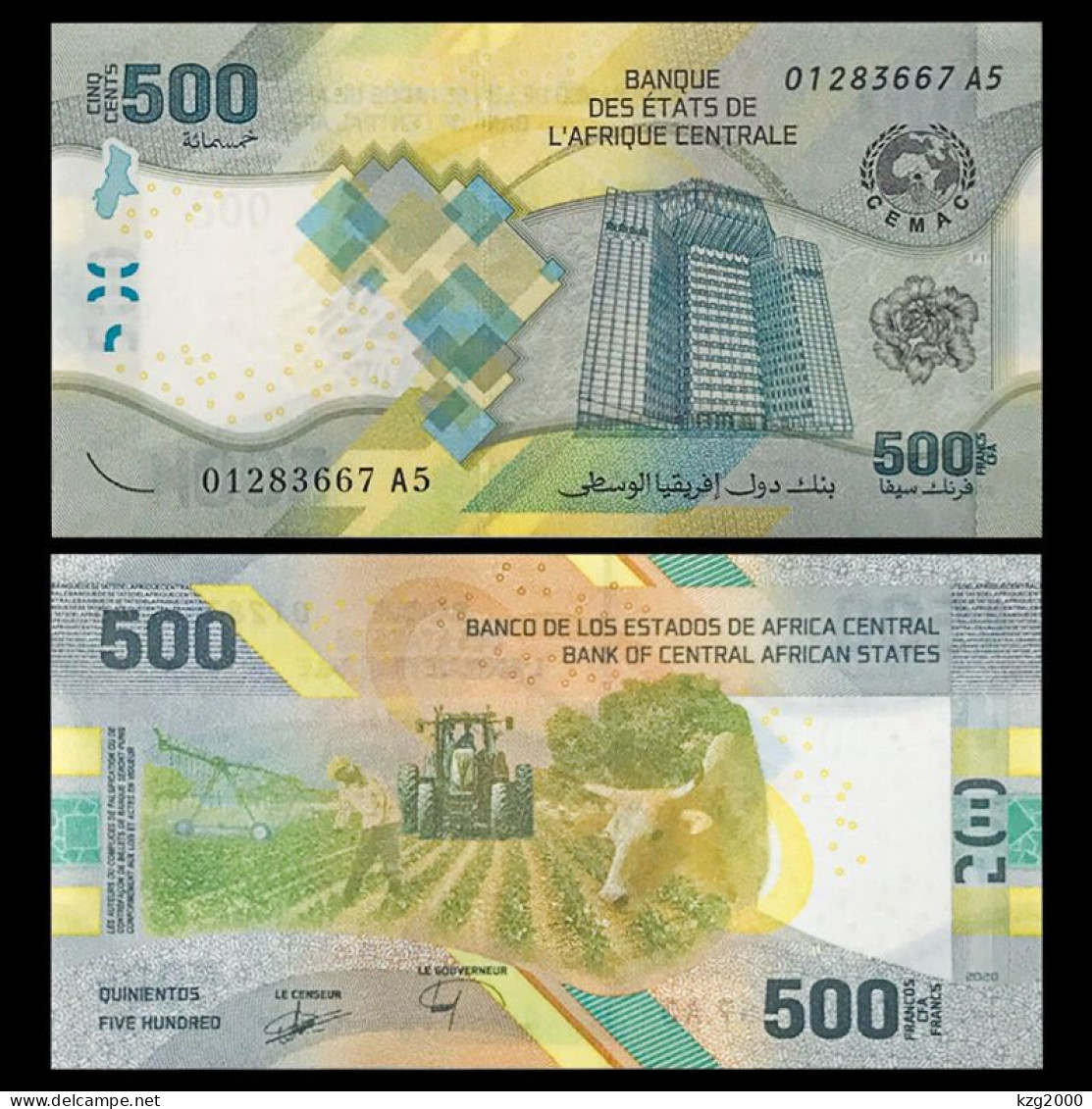 Central African States 2012 Plastic Banknotes Paper Money 500 Francs Hybrid Polymer  UNC 1Pcs Banknote - Central African States