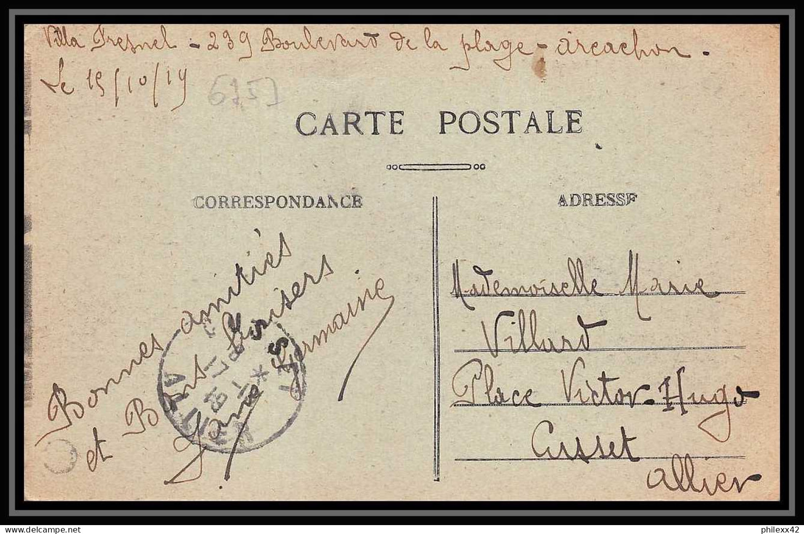 6757 N 137 Piquage A Cheval En Paire Cannes Pour Cusset 1919 France Carte Postale (postcard)  - Cartas & Documentos