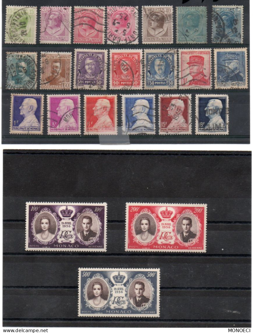 MONACO -- MONTE CARLO -- Lot 86 -- Timbres Oblitérés Prince Louis II Et Poste Aérienne Mariage 1956 - Collections, Lots & Series