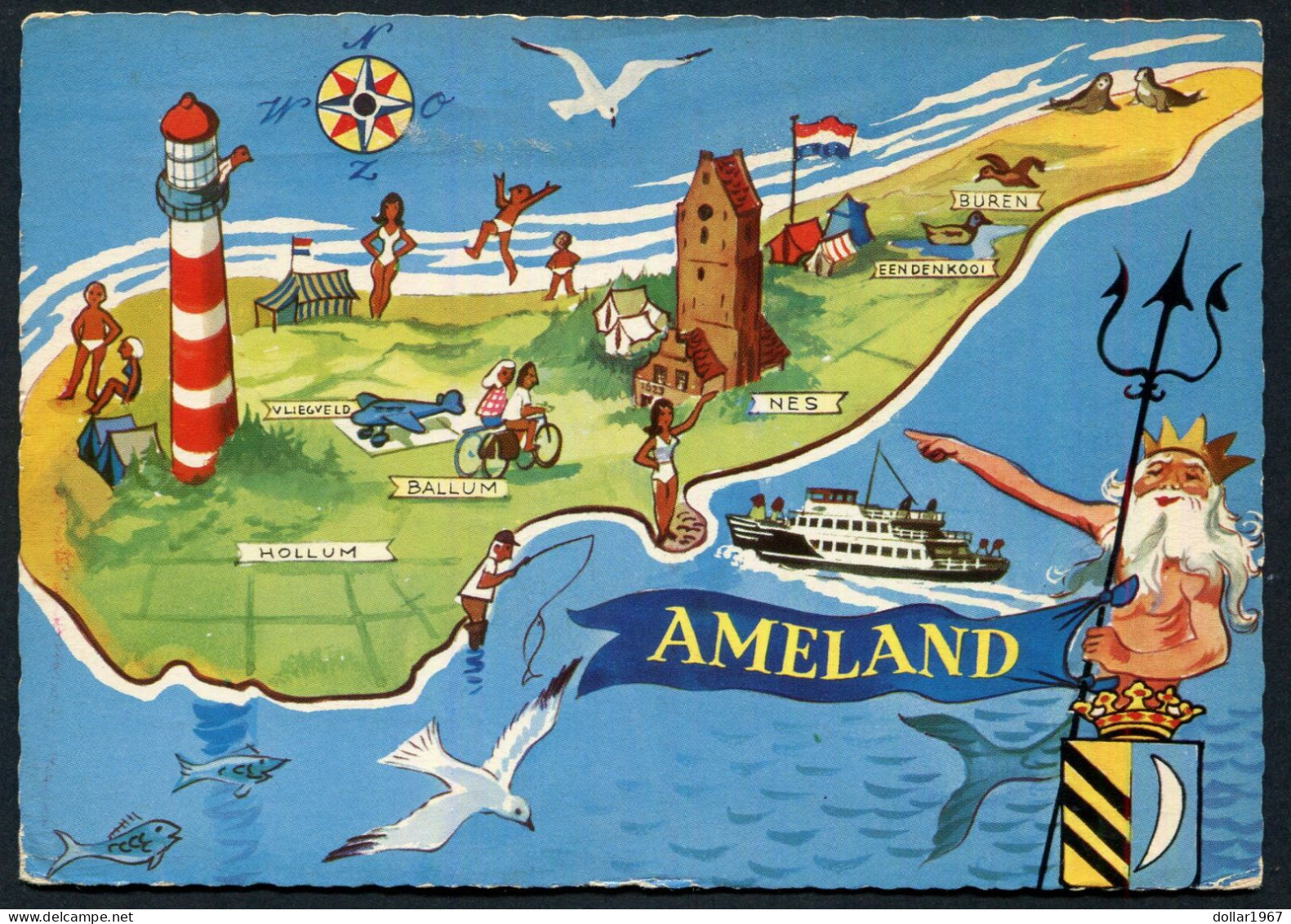 Amerland , Met Blokstempel Leeuwarden  - Used  - 2 Scans For Originalscan !! - Ameland