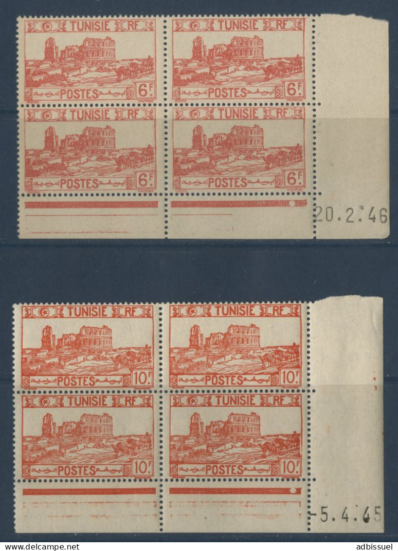 TUNISIE N° 291 + 291 Blocs Avec Coin Daté Du20/2/46 Et 5/4/45 Neufs ** Sans Charnière (MNH) TB - Unused Stamps