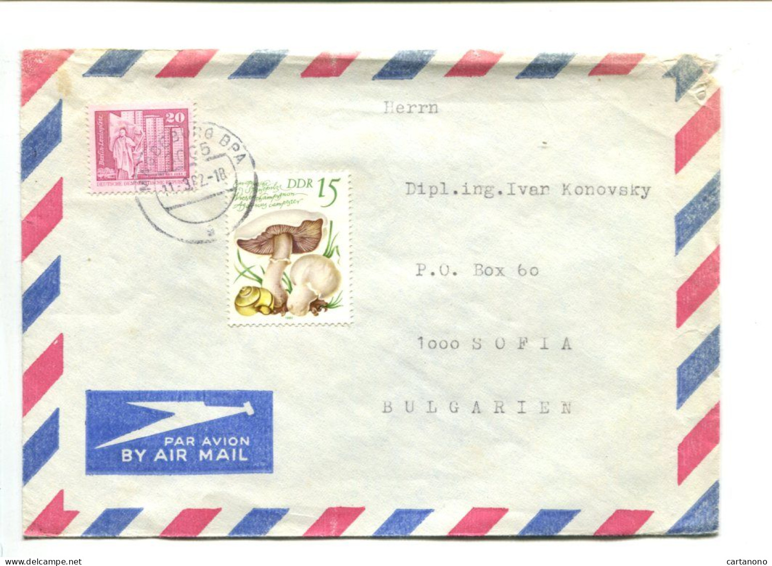 CHAMPIGNON - DDR 1962 - Affranchissement Sur Lettre Par Avion - Pilze