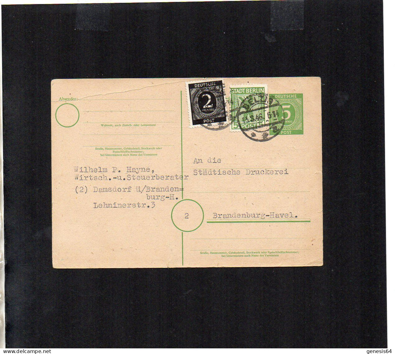 Berlin Brandenburg - Fernpostkarte Mit Mischfrankatur - Belzig - 13.3.46 - P2 (1ZKSBZ064) - Berlin & Brandenburg