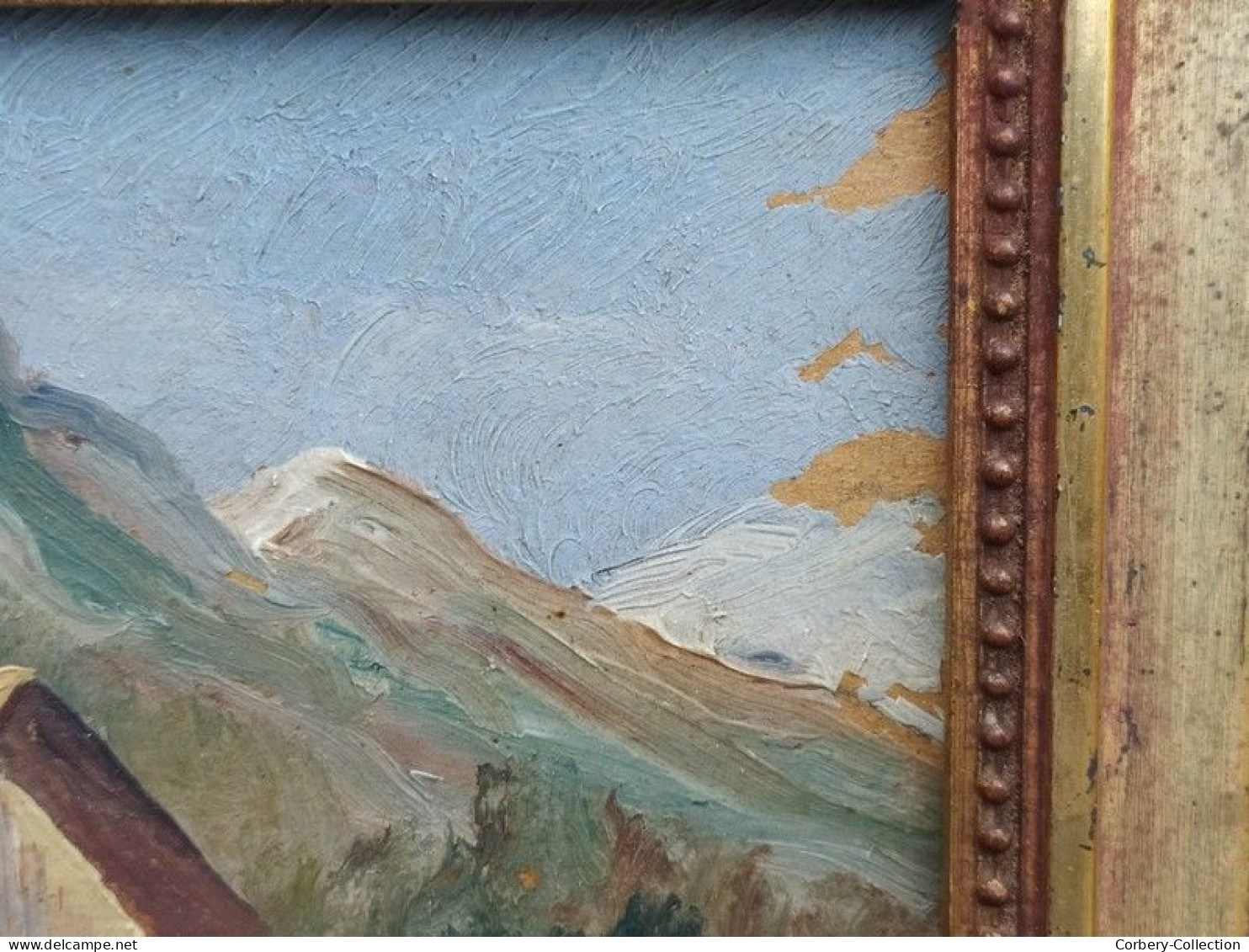 Ancien Petit Tableau Paysage de Montagne Signé Peintre à identifier