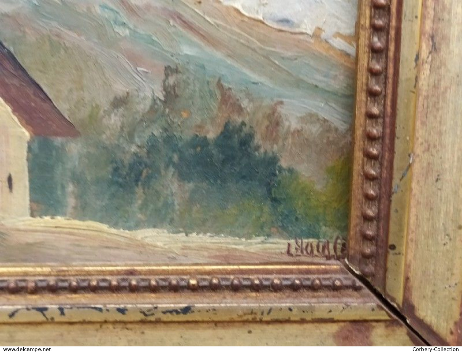 Ancien Petit Tableau Paysage de Montagne Signé Peintre à identifier