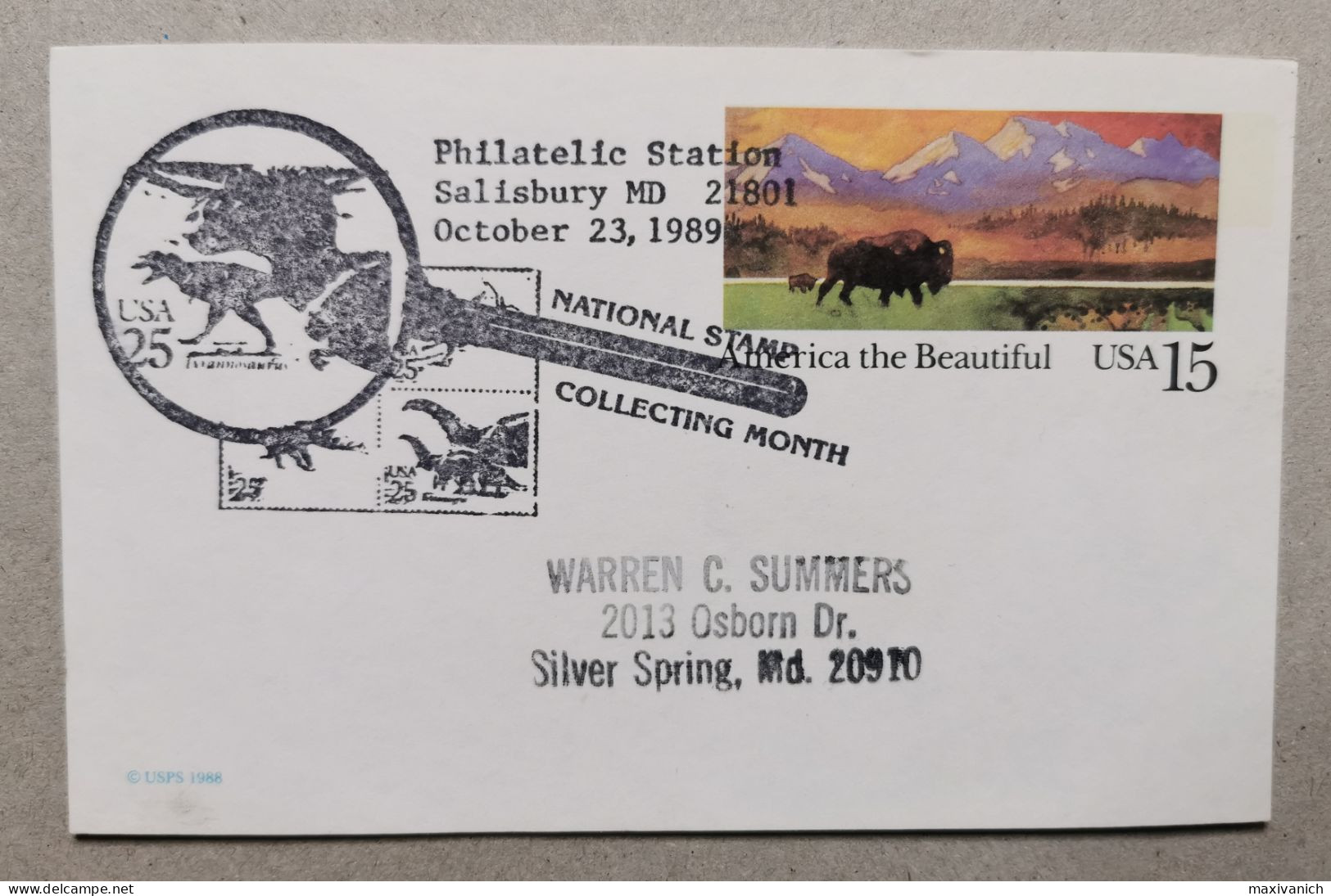 USA 1989 Dinosaurs Prehistoric Salusbury National Stamps Collecting Months - Sonstige & Ohne Zuordnung