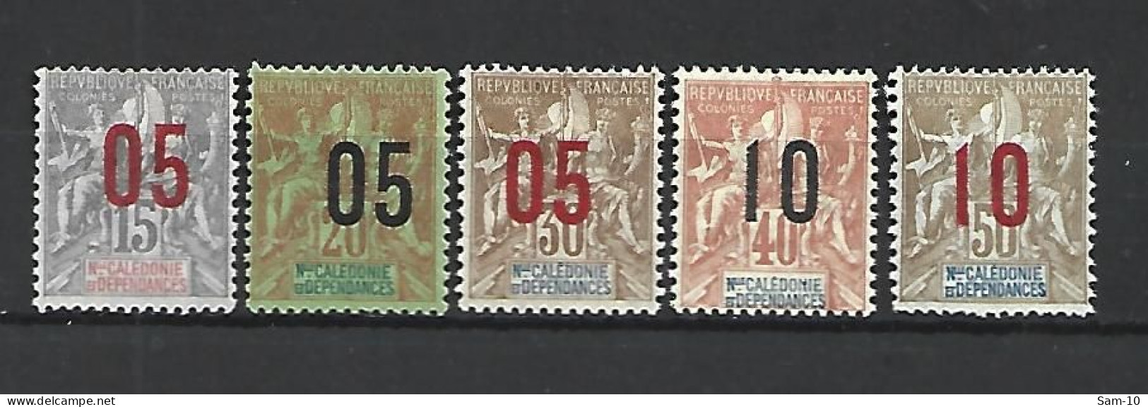 Timbre De Colonie Française Nelle Calédonie Neuf * N 105 / 109 - Neufs