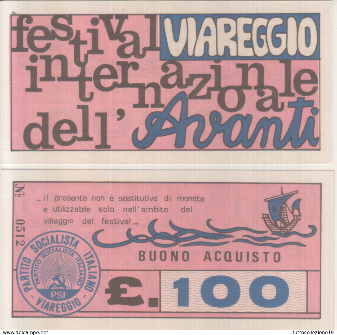 LOTTO DI N.4 BUONI D'ACQUISTO SERIE N. 0512 DEL PARTITO SOCIALISTA A VIAREGGIO - [10] Scheck Und Mini-Scheck