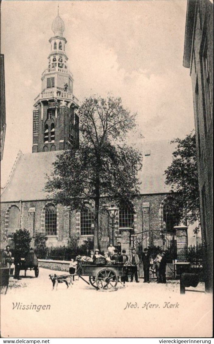 ! Alte Ansichtskarte Vlissingen, Kerk, Attelage, Chien, Hundekarren - Vlissingen