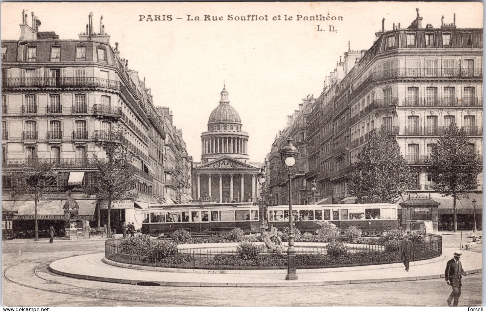 Paris  , La Rue Soufllot Et Le Pantheon (Tram) (Unused) - Transport Urbain En Surface
