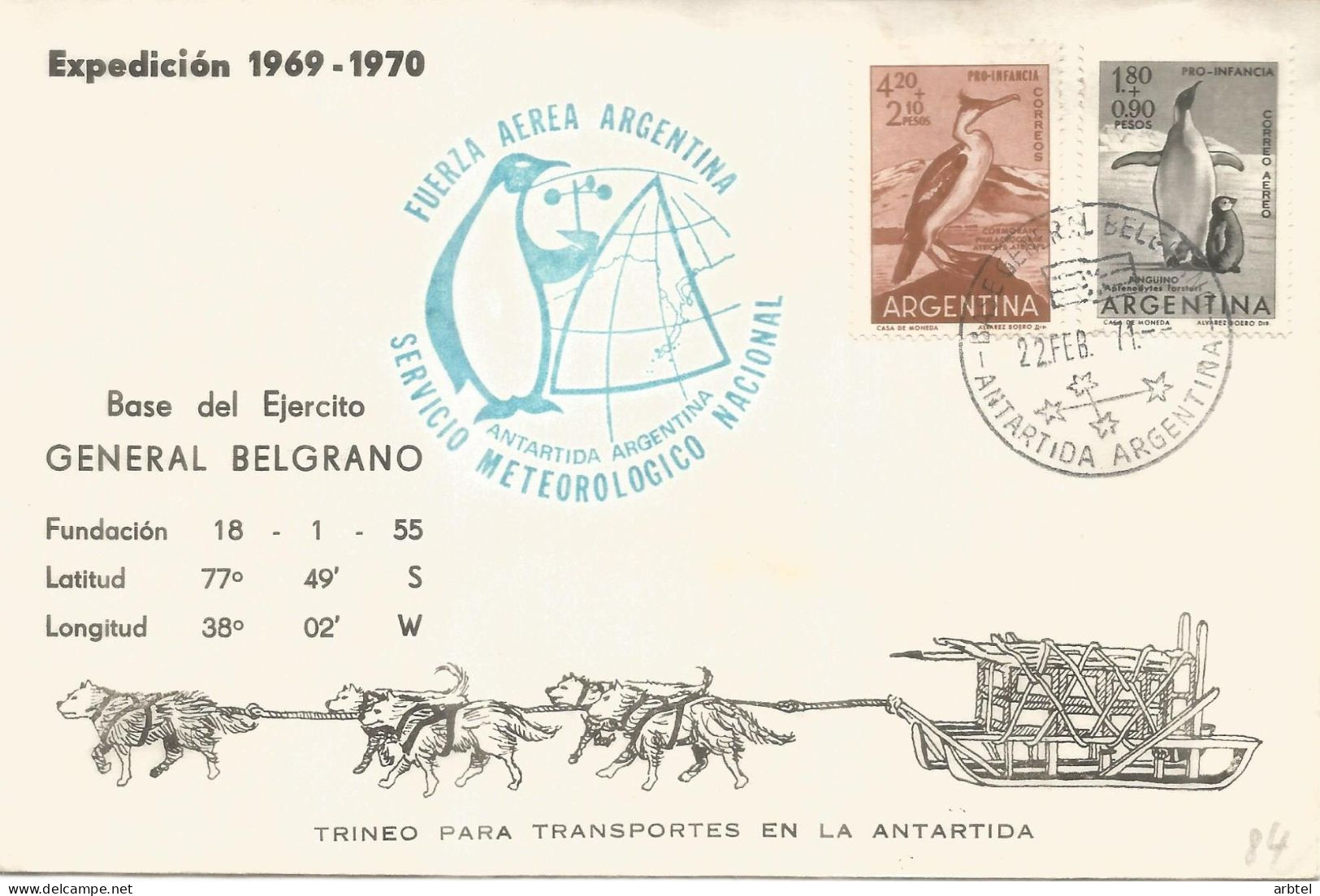 ARGENTINA ANTARTICA ANTARCTIC CC BASE GENERAL BELGRANO SERVICIO METEOROLOGICO - Bases Antarctiques