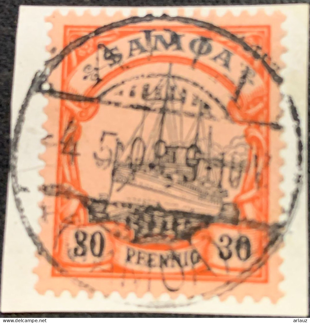 SAMOA.1900.COLONIE ALLEMANDE.MICHEL N°12. OBLITÉRÉ SUR FRAGMENT. 24B17 - Samoa