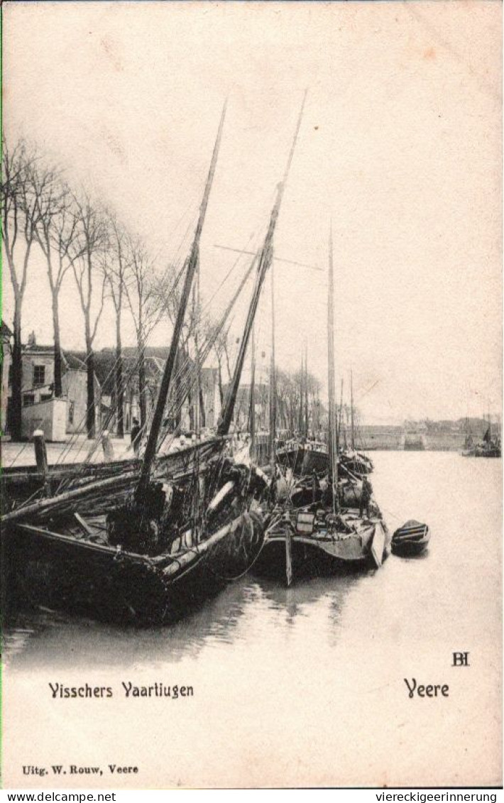 ! Alte Ansichtskarte Veere, Visschers Vaartiugen, Fischerboote, Fishing Ships - Veere