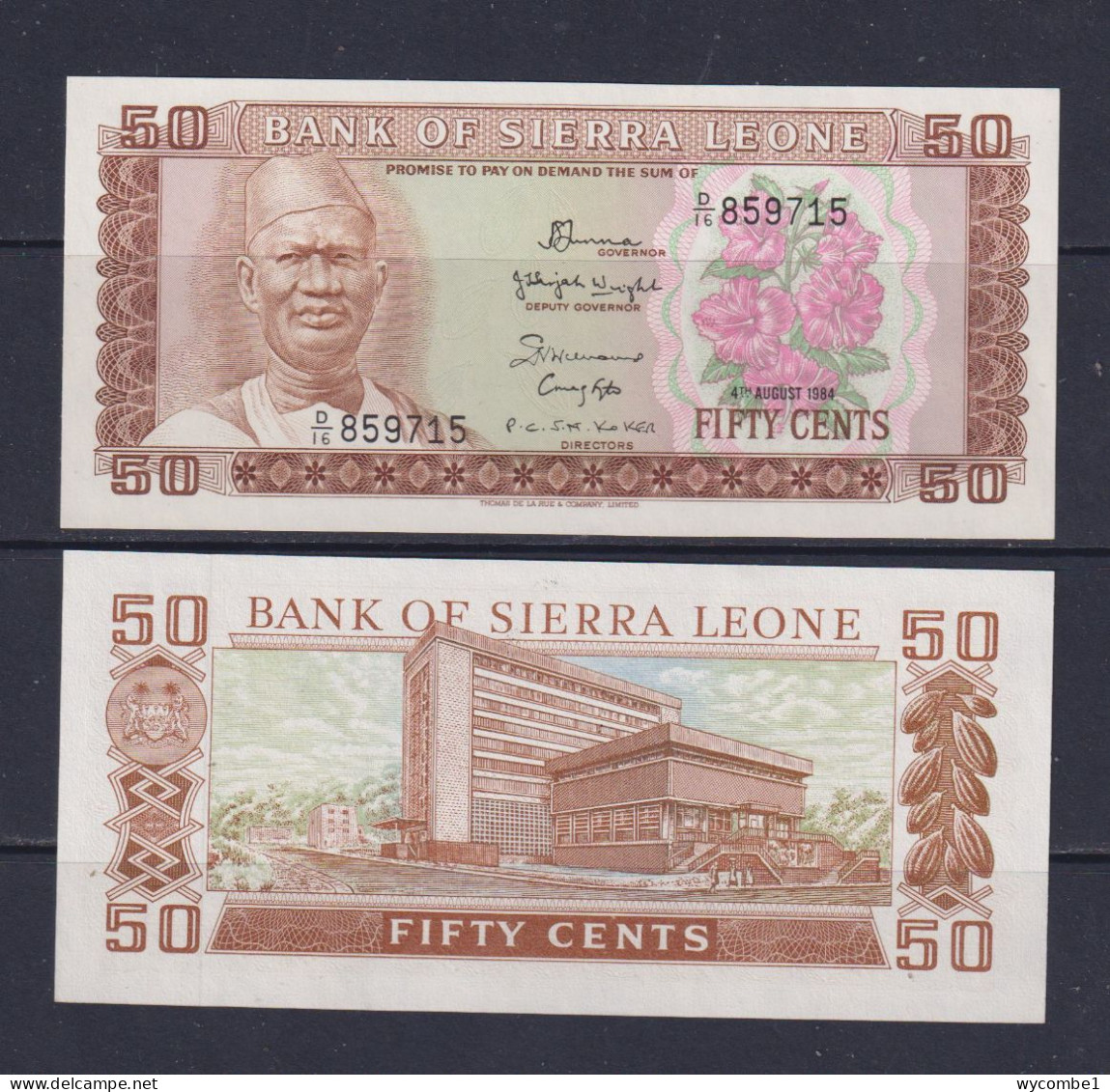 SIERRA LEONE -  1984 50 Cents UNC  Banknote - Sierra Leone