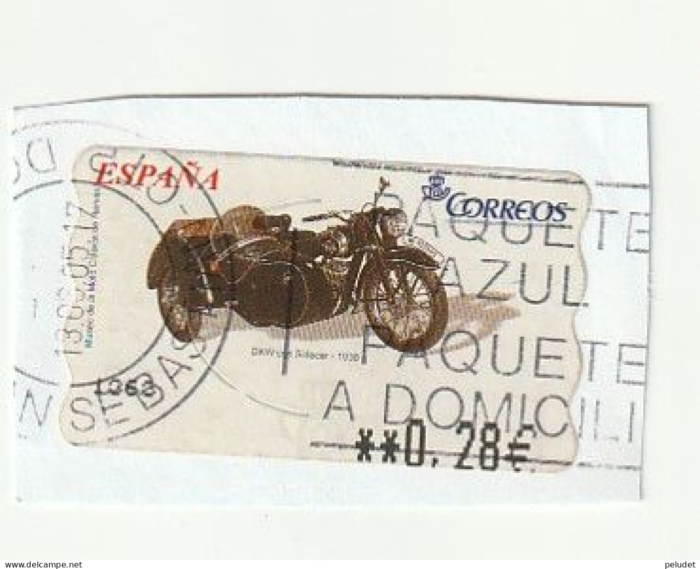 Espagne Spain España - Etiquetas Franqueo / ATM - Motorcycle (9) DKW (1938) - Mi AT132 Yt D89 - 2004 - Timbres De Distributeurs [ATM]