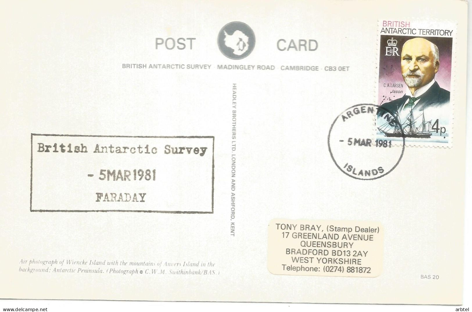 ANTARTICA ANTARCTIC BAT ARGENTINE ISLAND LARSEN SHIP JASON - Explorateurs & Célébrités Polaires