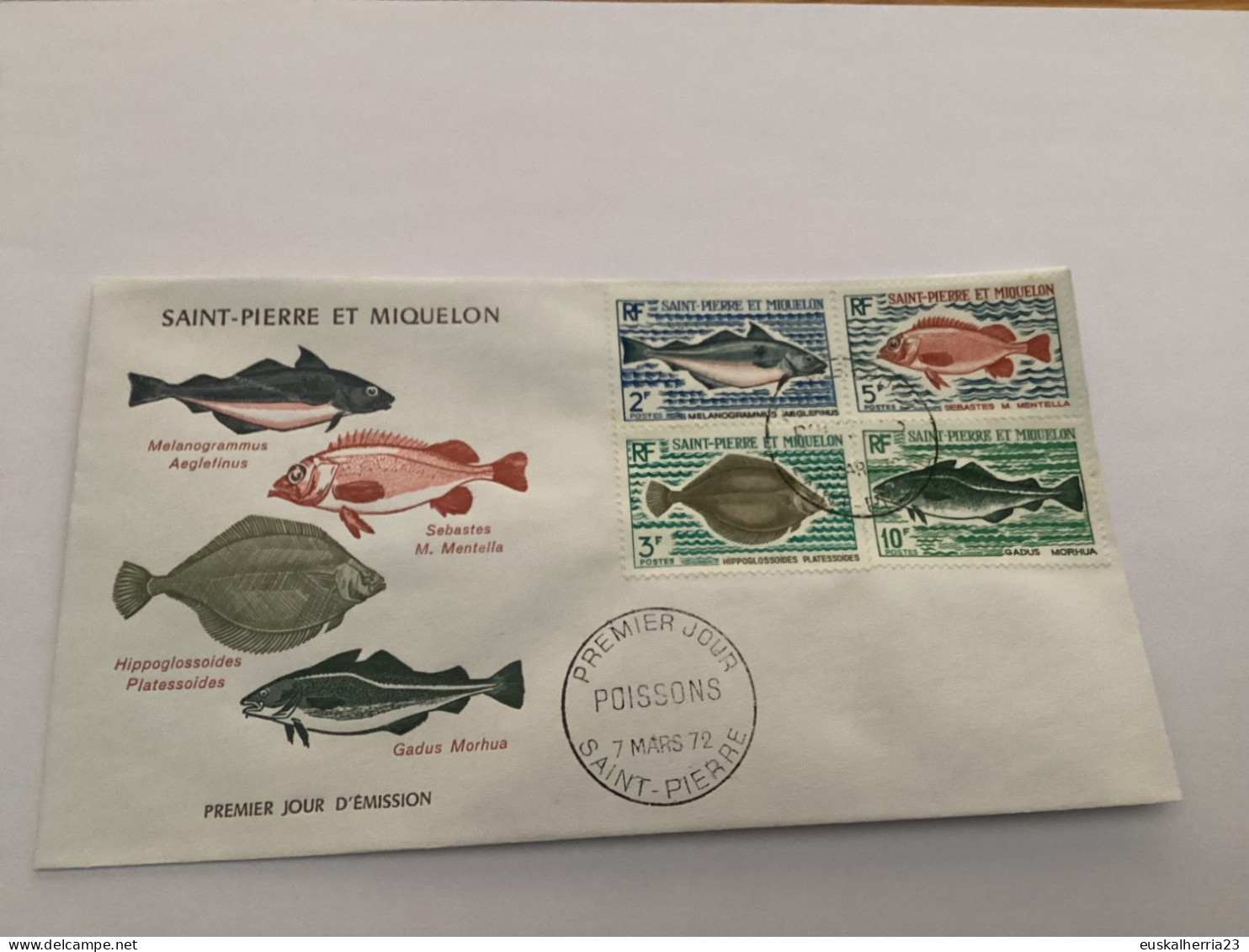 Enveloppe 1er Jour Saint-pierre Et Miquelon Poissons 1972 - FDC