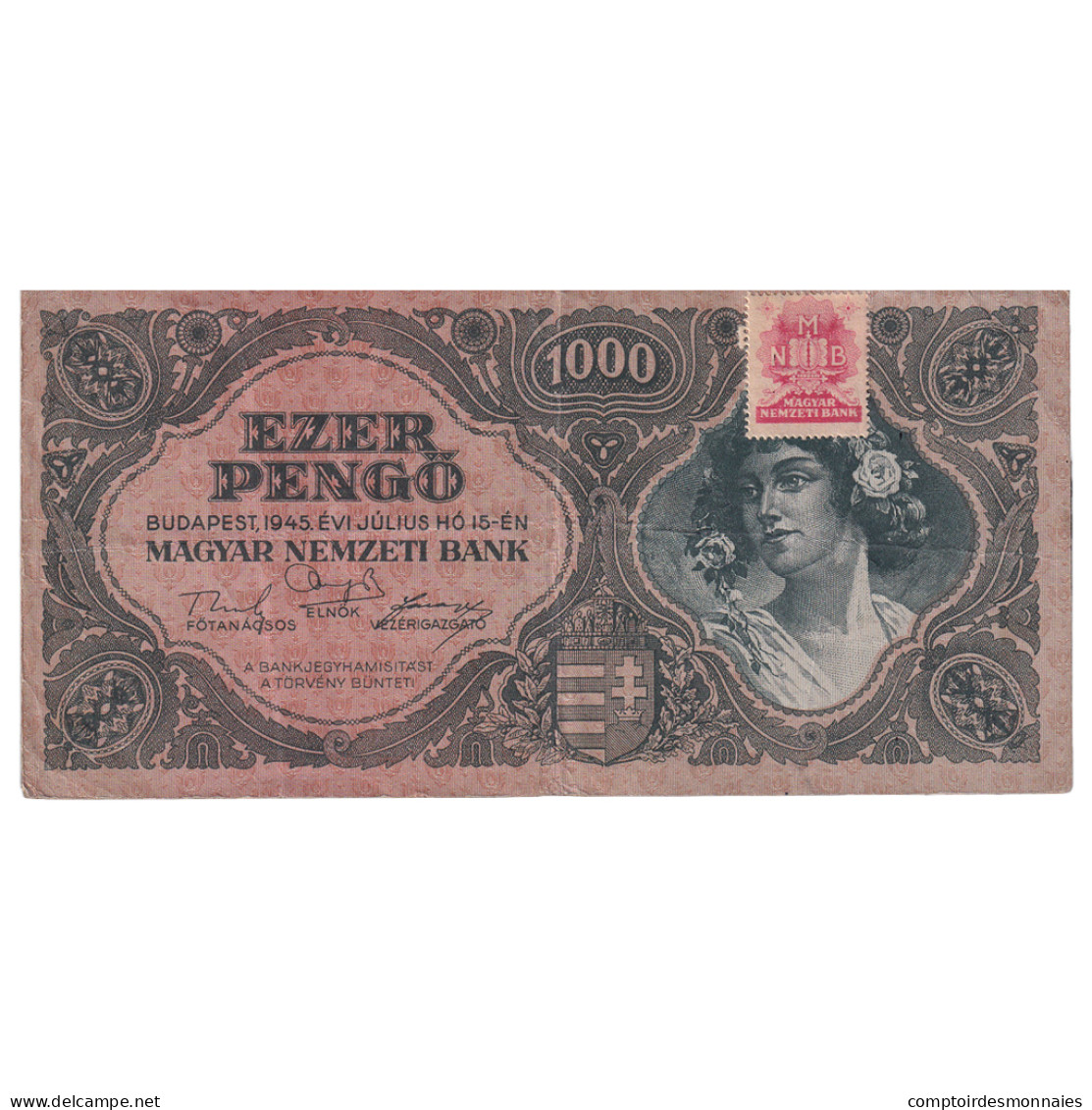 Billet, Hongrie, 1000 Pengö, 1945, 1945-07-15, KM:118b, TTB - Hungría