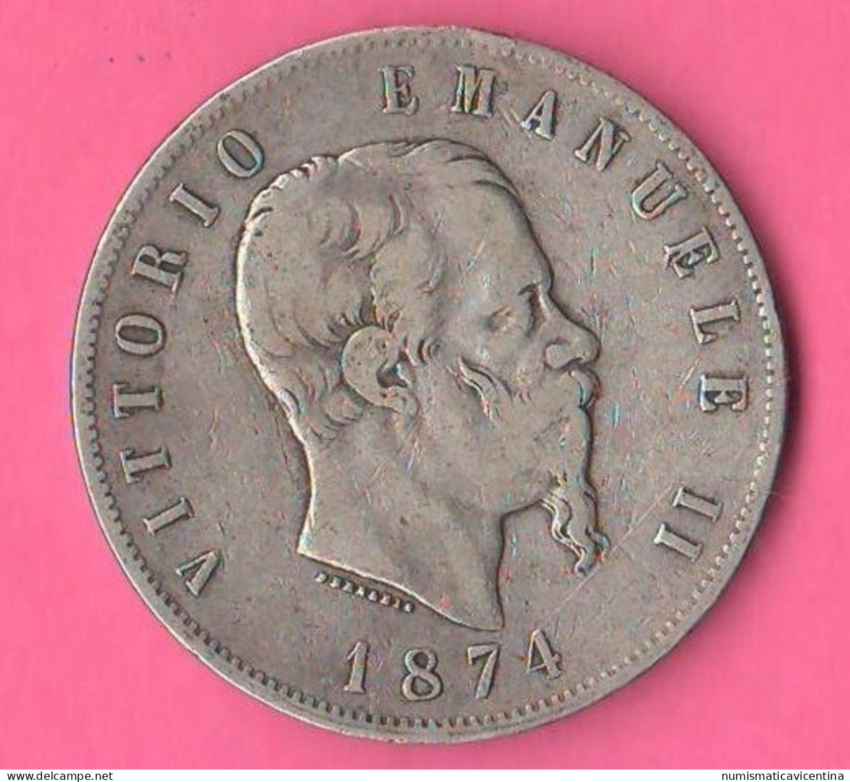 Italia 5 Lire 1874 Mint Milano Regno Italia Italie Italy Rè Vittorio Emanuele II° Silver Coin - 1861-1878 : Victor Emmanuel II