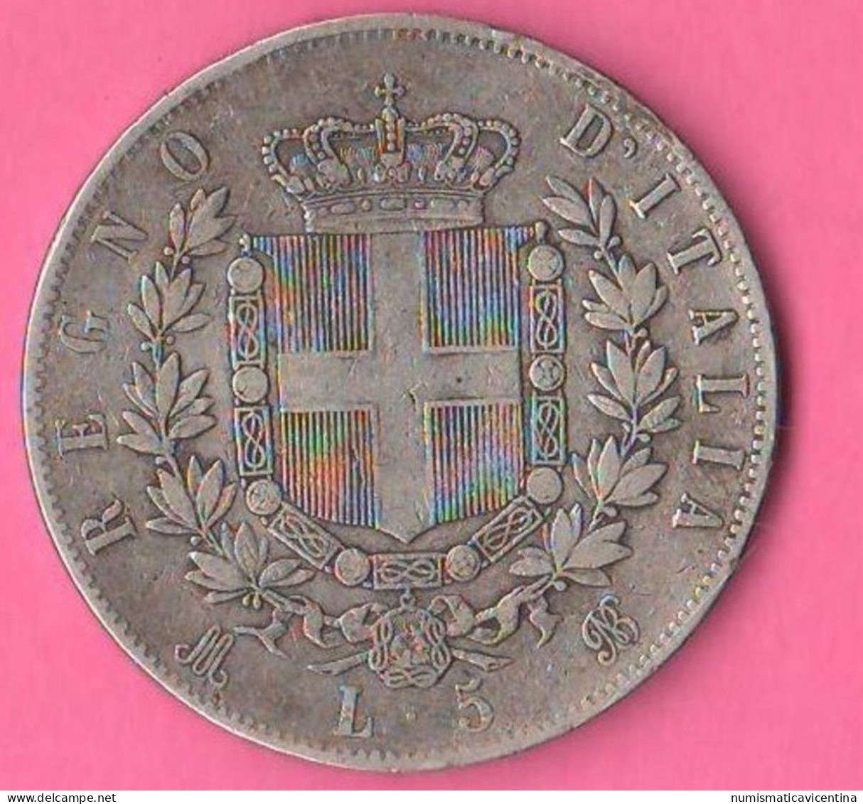 Italia 5 Lire 1874 Mint Milano Regno Italia Italie Italy Rè Vittorio Emanuele II° Silver Coin - 1861-1878 : Vittoro Emanuele II