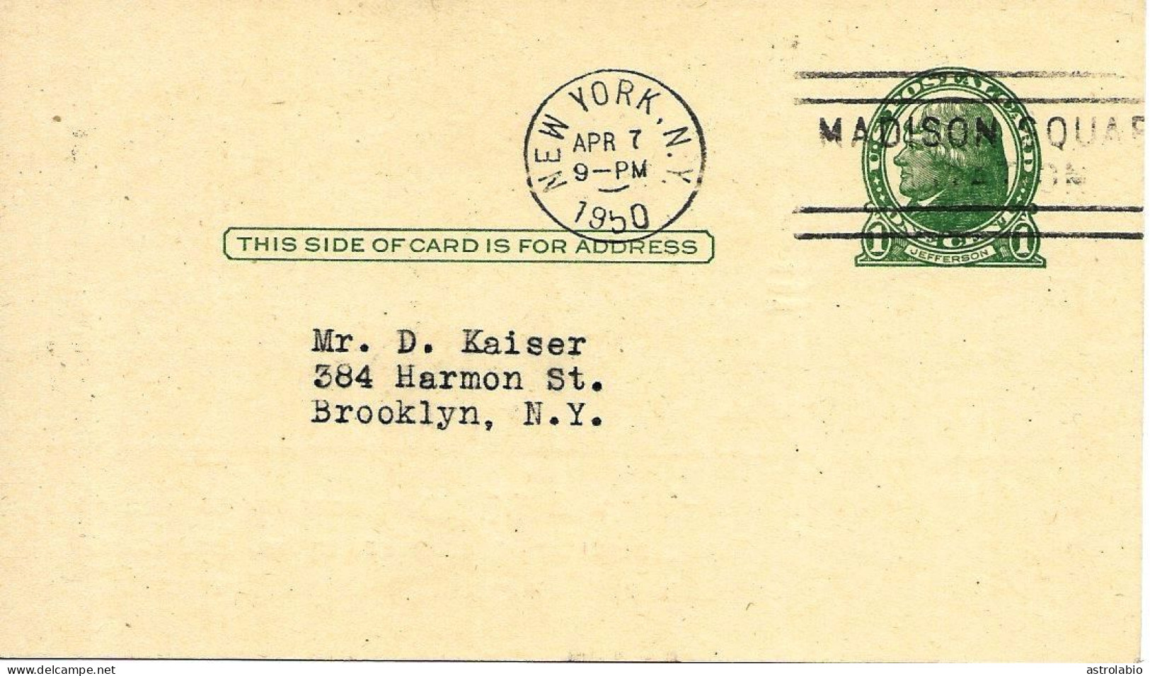 Montres 1950 Etats-Unis Entier Postal Illustre Voyagé Voir 2 Scan - Uhrmacherei